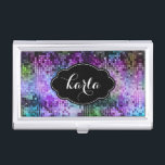 Boîtier Pour Cartes De Visite Parties scintillant de discothèque colorée monogra<br><div class="desc">Élégante impression de texture de parties scintillant disco colorée avec monogramme et accents noirs.</div>