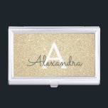 Boîtier Pour Cartes De Visite Parties scintillant d'or et Monogramme étincelant<br><div class="desc">Parties scintillant Gold Faux et détenteur de carte d'affaires monogramme élégant étincelant. Ce détenteur de carte de visite peut être customisé pour inclure votre nom initial et prénom.</div>