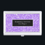 Boîtier Pour Cartes De Visite Parties scintillant et étincelles de Faux violet-l<br><div class="desc">Parties scintillant en faux violet lavande moderne et brille les accents noirs.</div>