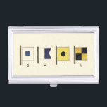 Boîtier Pour Cartes De Visite Peinture de quatre drapeaux avec voile écrite sous<br><div class="desc">Une entrée pas si subtile pour voyager dans les mers,  ce tableau présente quatre drapeaux avec le mot "voile" écrit sous eux. Vous sentez l'appel de l'océan ? Un cadeau parfait pour cette personne spéciale que vous voulez prendre une croisière avec vous!</div>