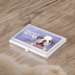 Boîtier Pour Cartes De Visite Petit Pog Chien Soins pour animaux de compagnie Gr<br><div class="desc">Animaux de compagnie Baignade et toilettage / Animaux de compagnie / Animaux de compagnie / Animaux de compagnie / Animaux de compagnie / Animaux de compagnie Salon de beauté / Hôpital animal / Clinique animale Modèle Carte de visite personnalisé - adorable Caricature de mignonne petit chien Poly sur violet Arrière...</div>
