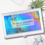 Boîtier Pour Cartes De Visite Pierre colorée tendance élégante<br><div class="desc">La superbe photo en pierre de labradorite en arc-en-ciel colorée en arc-en-ciel offre un cadre parfait pour un design simple et moderne. Il s'agit d'un closep d'une véritable pierre naturelle en labradite avec le bleu, le violet, le rose, le jaune et le vert. Ils peuvent être utilisés pour n'importe quelle...</div>