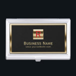 Boîtier Pour Cartes De Visite Professionnel encadré par or de monogramme de<br><div class="desc">Porte-cartes de carte de visite professionnel encadré par or de monogramme de construction.</div>