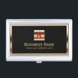 Boîtier Pour Cartes De Visite Professionnel encadré par or de monogramme de<br><div class="desc">Porte-cartes de carte de visite professionnel encadré par or de monogramme de construction.</div>