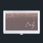Boîtier Pour Cartes De Visite Rose en terre cuite or bleu Parties scintillant ro<br><div class="desc">Terracotta et Rose Gold - Blush Pink Sparkle Parties scintillant Script Monogramme Nom Titulaire de carte de visite. Cela rend le cadeau parfait pour 16 ans,  mariage,  douche nuptiale,  anniversaire,  baby shower ou bachelorette pour quelqu'un qui aime le luxe glam et les styles chic.</div>