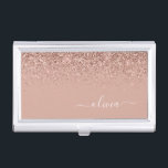 Boîtier Pour Cartes De Visite Rose Gold Blush Pink Parties scintillant Script Mo<br><div class="desc">Rose Gold - Blush Pink Sparkle Parties scintillant Script Monogramme Nom Titulaire de carte de visite. Cela rend le cadeau parfait pour 16 ans,  mariage,  douche nuptiale,  anniversaire,  baby shower ou bachelorette pour quelqu'un qui aime le luxe glam et les styles chic.</div>