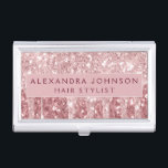 Boîtier Pour Cartes De Visite Rose Rose Or Bourgogne Parties scintillant étincel<br><div class="desc">Blush Pink - Rose Gold et Bourgogne Parties scintillant de séchage Faux et Élégant Détenteur de carte d'affaires Fille. Ce détenteur de carte de visite peut être customisé pour inclure votre prénom et votre nom de famille.</div>