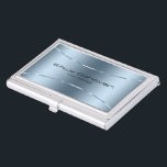 Boîtier Pour Cartes De Visite Style métallique bleu acier inoxydable<br><div class="desc">Image moderne simple et minimaliste d'un look en acier inoxydable arrière - plan métallique bleu avec un accent bleu brillant.</div>