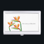 Boîtier Pour Cartes De Visite Titulaire de carte de visite Oiseau du Paradis tro<br><div class="desc">Titulaire de carte d'affaires Oiseau de Paradise Tropical. Customisez avec n'importe quel texte ou laissez-le vide.</div>