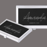 Boîtier Pour Cartes De Visite Trendy Monogram Modern Personalized With Name<br><div class="desc">Make a powerful statement of professionalism with our Professional Elegant Modern Personalized With Name Black Business Card Case. This meticulously crafted case is designed to reflect your unique style while exuding sophistication and contemporary charm. Personalized with your name, it adds a personalized touch that sets your networking efforts apart. With...</div>
