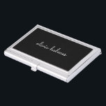 Boîtier Pour Cartes De Visite Trendy Monogram | Name de script noir moderne<br><div class="desc">A simple stylish custom monogram design in informal casual handwritten script typographiy in striking monochrome and white. The monogram can easily be personalized to make a design as unique as you are! The perfect trendy poison ou accessoire pour un instant.</div>