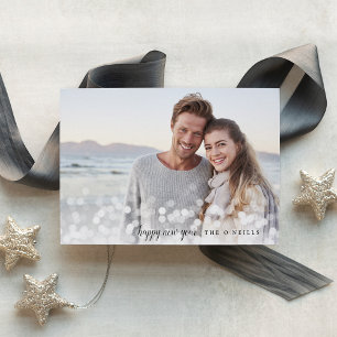 Bokeh Flare   Carte photo de vacances de voeux per