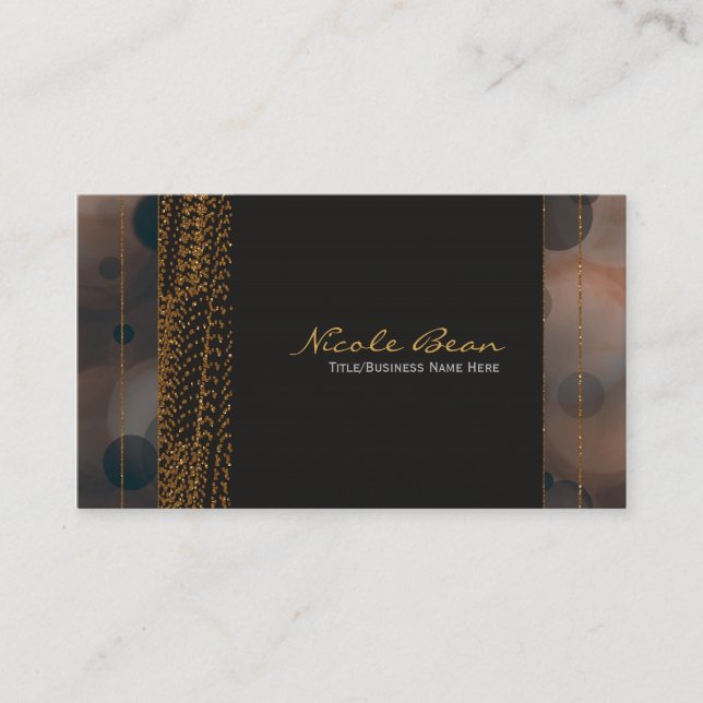 Bokeh Glam Brown Beige & Gold Chic Cartes de visit (Devant)