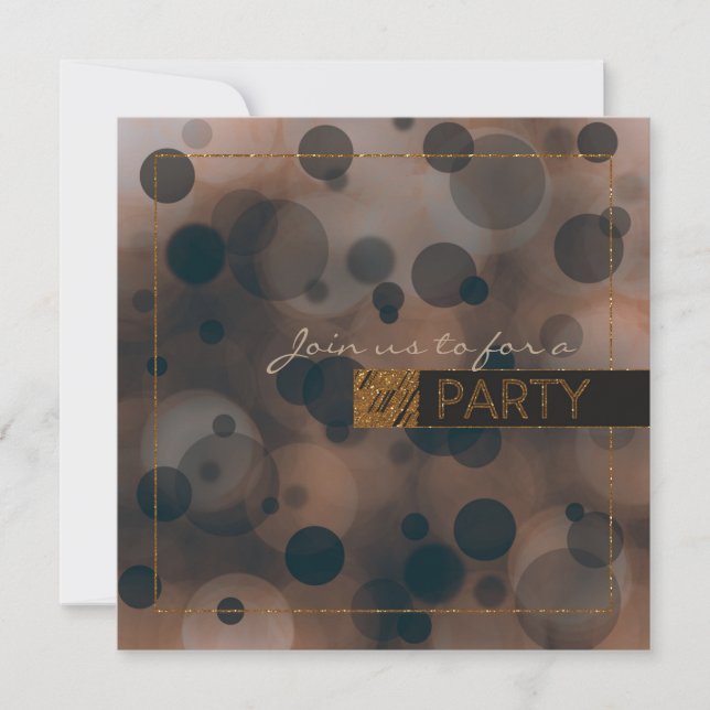 Bokeh Glam Brown Beige & Gold PARTY Invitations (Devant)