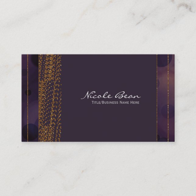 Bokeh Glam Purple & Gold Chic Cartes de visite (Devant)