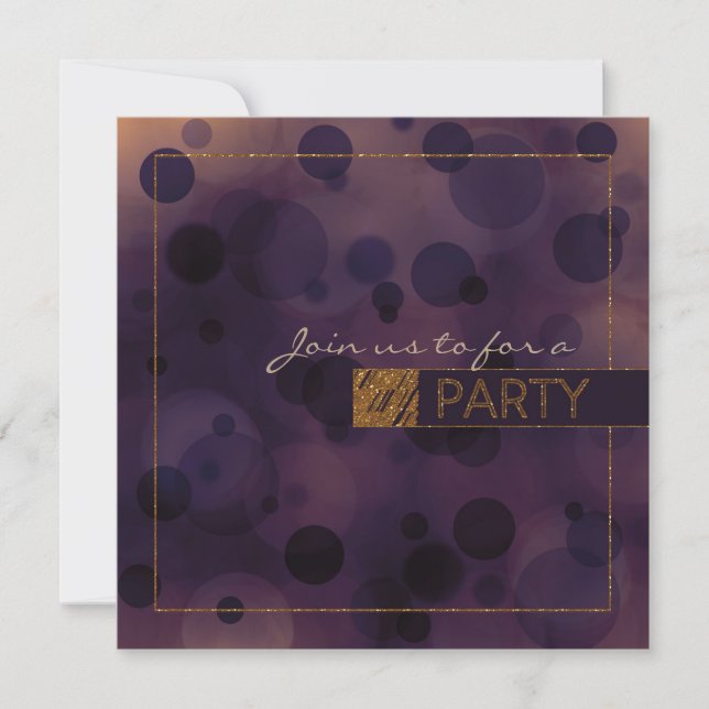 Bokeh Glam Purple & Gold PARTY Invitations (Devant)