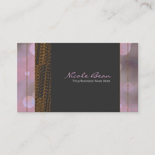 Bokeh Glam rose Grey & Gold Chic Cartes de visite (Devant)