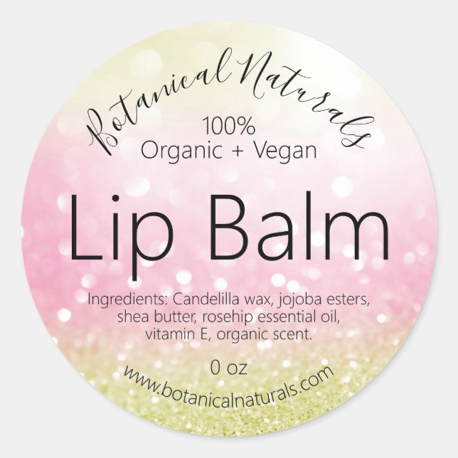 Bokeh Sparkly Pink Gold Lip Balm Étiquettes (Devant)