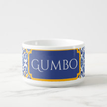 Bleu et jaune décoré Gumbo Bowl