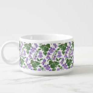 Bol À Chili Violettes de mauve sur Mug de chili blanc floral