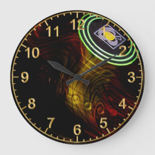 Bol de pelouse de flamme jaune, grande horloge mur