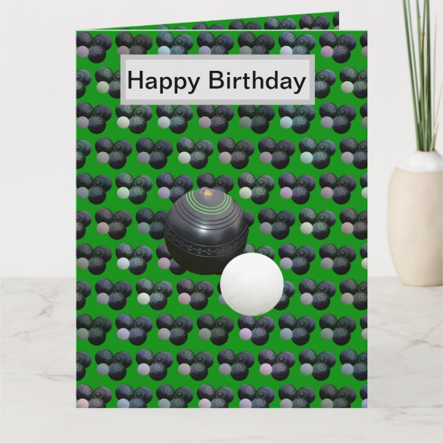 Bol de pelouse vert amusant, carte d'anniversaire, (Devant)