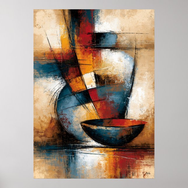 Bol et vase abstraits Chawan et Tsubo Art mural de (Devant)