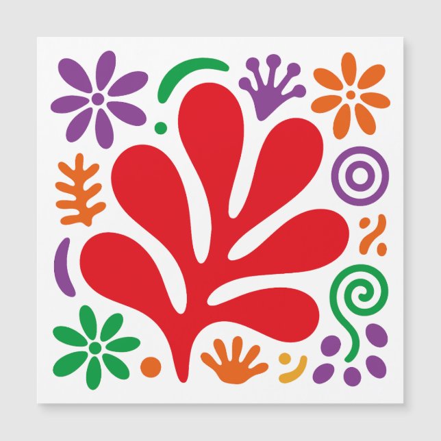 Bold Abstract Magnetic Card Floral Matisse Style (Devant)
