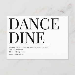 Bold Big Monogram DINE DANCE Invitation de récepti