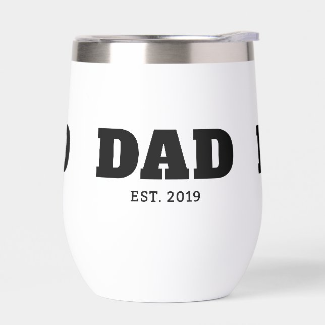 Bold Black & White Text Est Year Dad (Gauche)