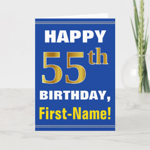 Bold, Blue, Faux Gold 55e anniversaire avec carte