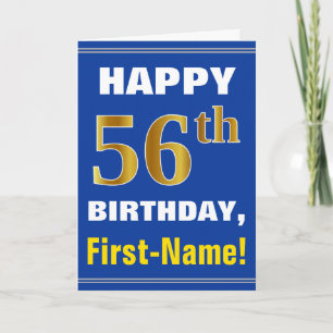 Bold, Blue, Faux Gold 56e anniversaire avec carte