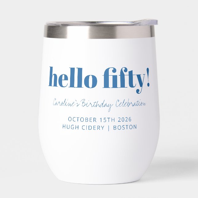 Bold Blue White Modern 50th Birthday Custom  (Gauche)
