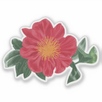 Bold Camellia Blossom avec Sticker Feuille