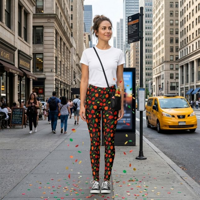 Bold Chili Pepper Print Fashion Leggings (Créateur téléchargé)