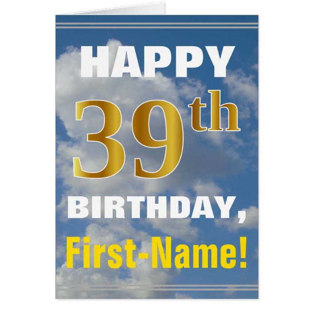 Bold, Ciel nuageux, Faux Gold 39e anniversaire + N (Devant)