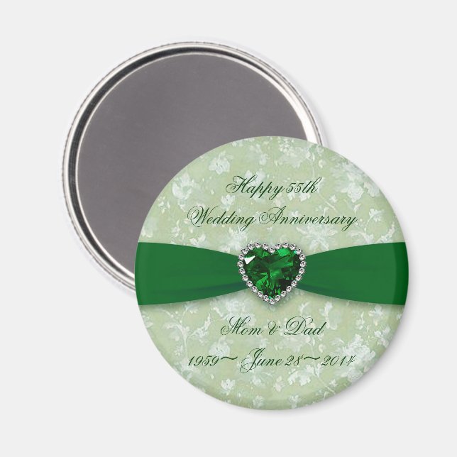 Bold Damask 55th Mariage Anniversary Magnet (Recto/Verso)
