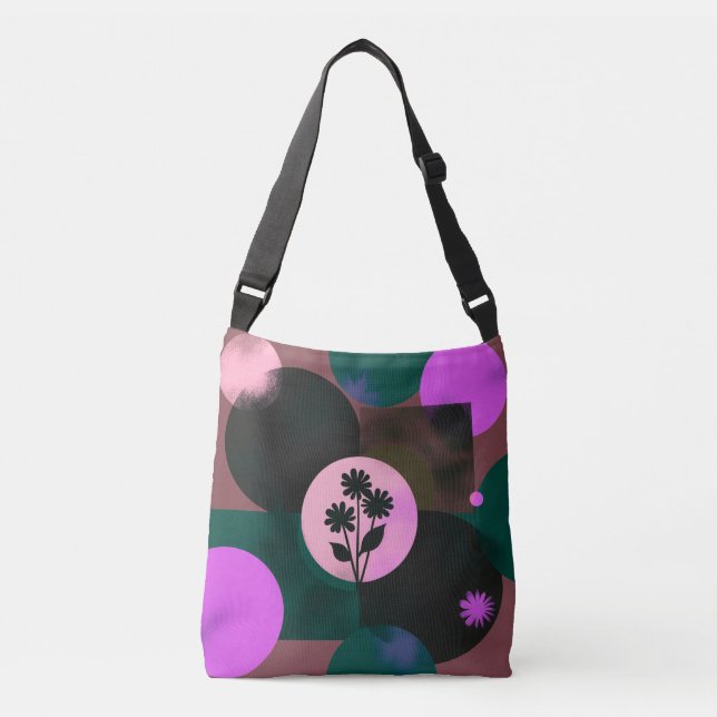 Bold Floral Circle Tote Bag – Modern Abstract Flow (Devant)
