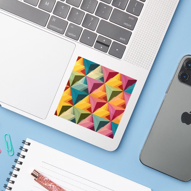Bold Geometric Triangle Pattern Sticker (Ordinateur portable avec iPhone)
