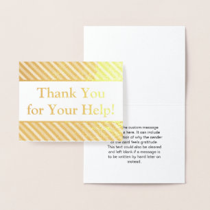 Bold Gold Foil "Merci pour votre aide" Carte