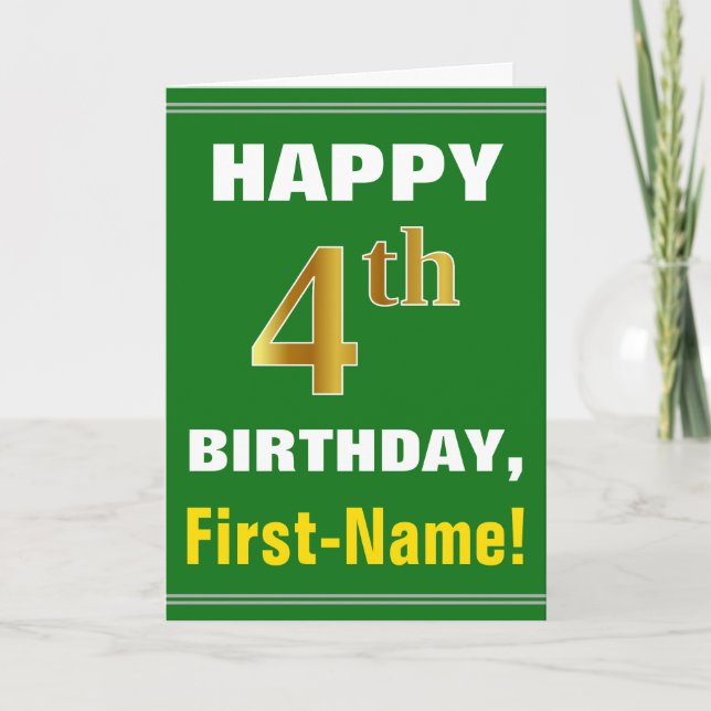 Bold, Green, Faux Gold 4e anniversaire avec carte  (Devant)
