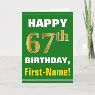 Bold, Green, Faux Gold 67e anniversaire avec carte