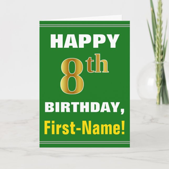 Bold, Green, Faux Gold 8e anniversaire avec carte  (Devant)
