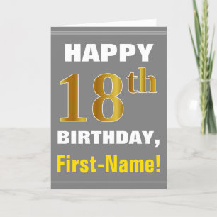 Bold, Grey, Faux Gold 18e anniversaire avec carte 