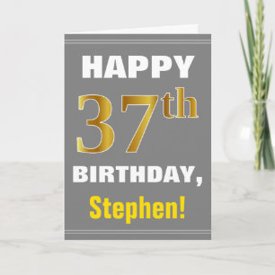 Bold, Grey, Faux Gold 37e anniversaire avec carte 