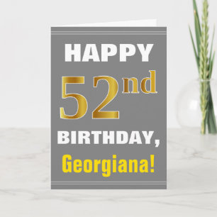 Bold, Grey, Faux Gold 52e anniversaire avec carte 