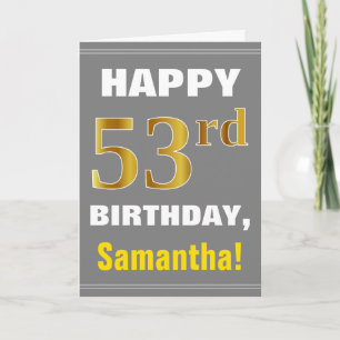 Bold, Grey, Faux Gold 53e anniversaire avec carte