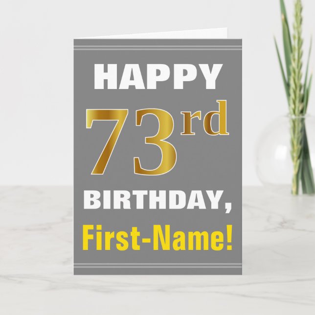 Bold, Grey, Faux Gold 73e anniversaire avec carte  (Devant)