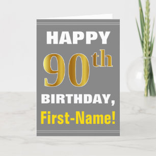 Bold, Grey, Faux Gold 90e anniversaire avec carte 
