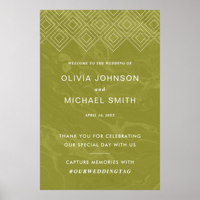 Bold Hues Chartreuse Green Marble Welcome Poster (Devant)